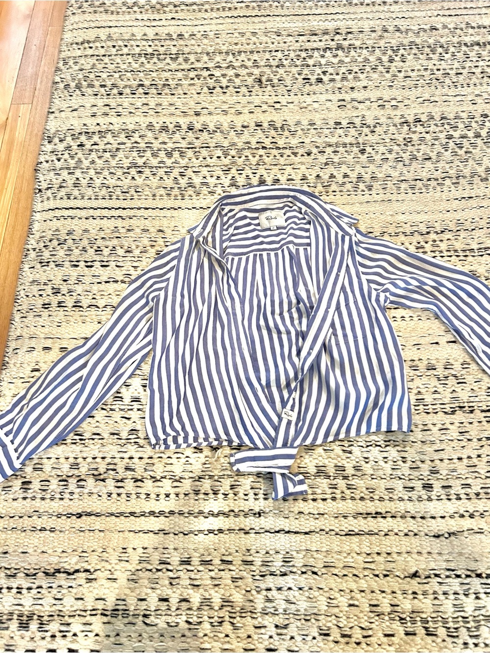 Rails Blue and White Striped Wrap Blouse